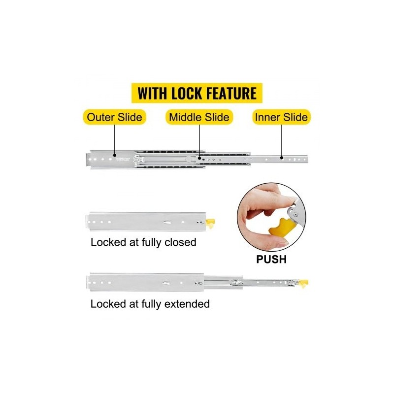 Raskaan käytön laatikkokiskosarja kylmävalssattu teräs 81,3 cm 226,8 kg 1 pari
