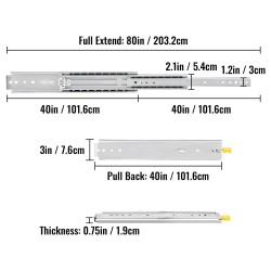 Laatikkokiskosarja kylmävalssattu teräs 101,6 cm 226,8 kg kantavuus sivukiinnitys 1 pari