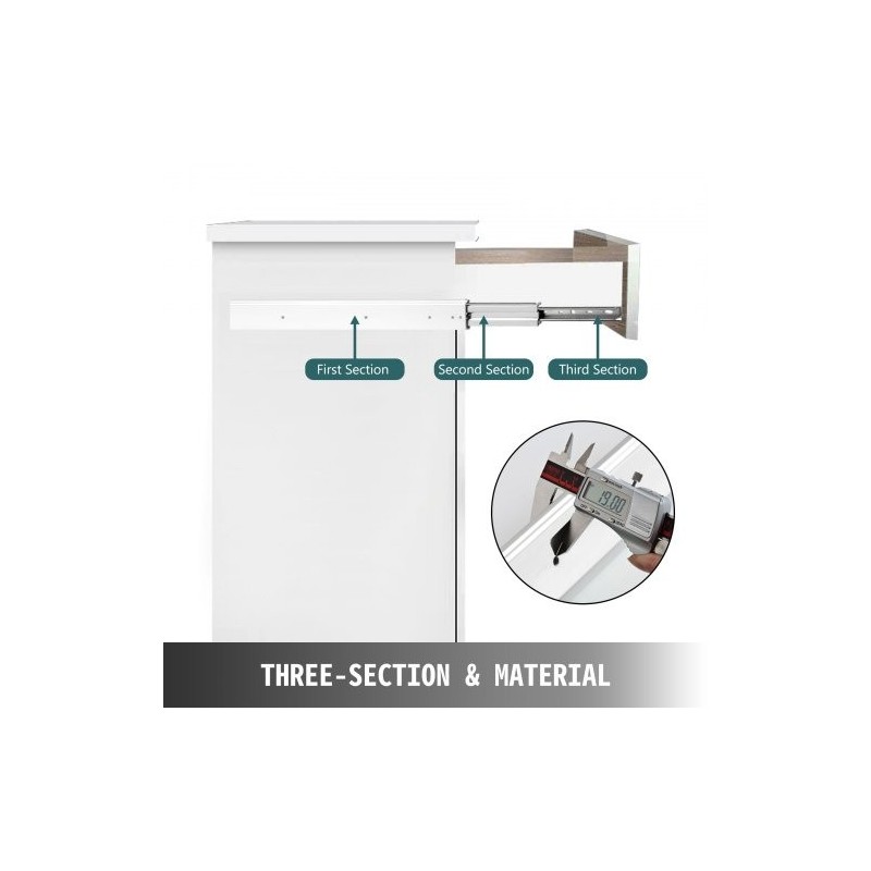 Raskaan käytön laatikkokiskosarja 28 tuuman kylmävalssattu teräs 500 paunaa täysulosveto pari