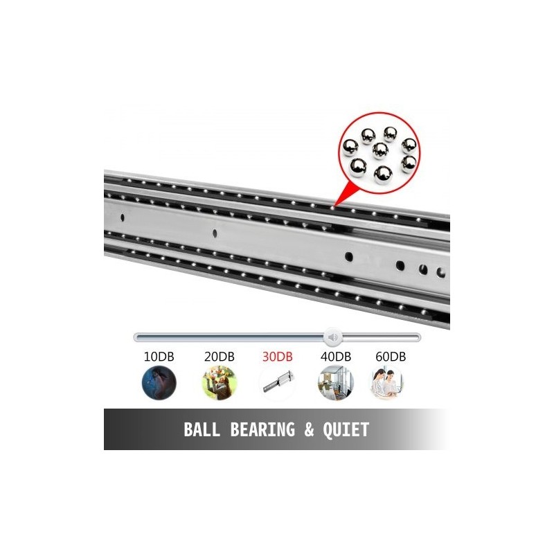 Raskaan käytön laatikkokiskosarja 28 tuuman kylmävalssattu teräs 500 paunaa täysulosveto pari