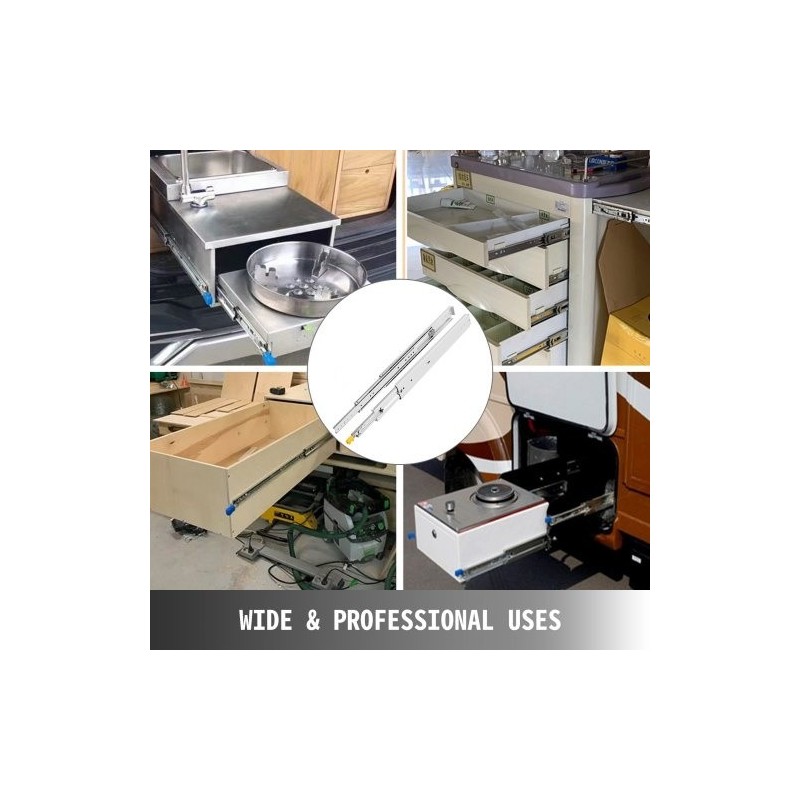 Raskaan käytön laatikkokiskosarja 28 tuuman kylmävalssattu teräs 500 paunaa täysulosveto pari