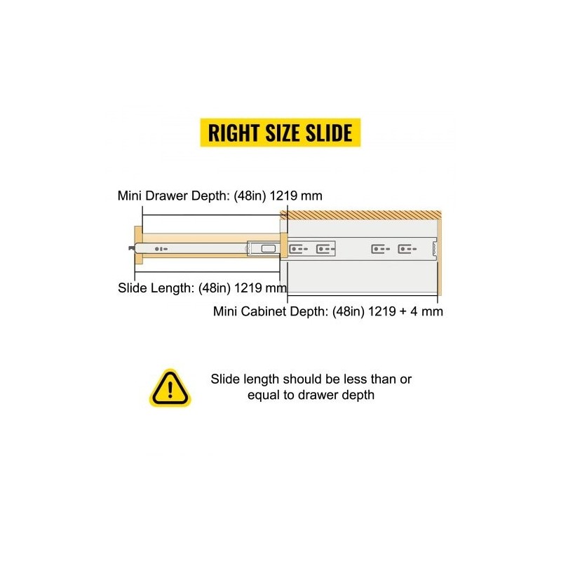 Raskaan käytön laatikkokiskosarja kylmävalssattu teräs 48 tuumaa kokonaan ulos vedettävä pari