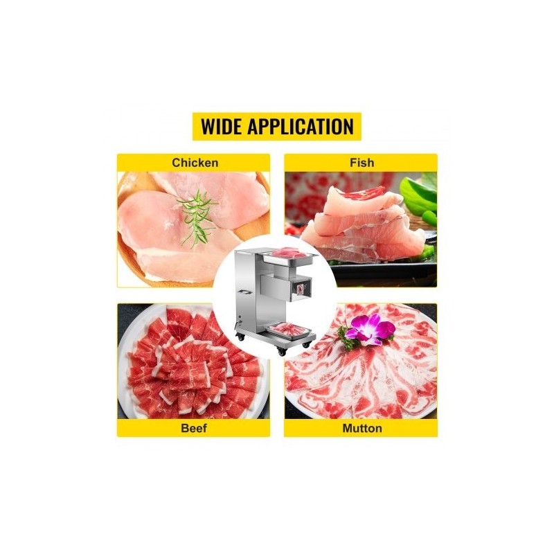 Sähköinen lihaleikkuri ruostumattomasta teräksestä 750 wattia 500 kilogrammaa tunnissa teräväli 3 millimetriä