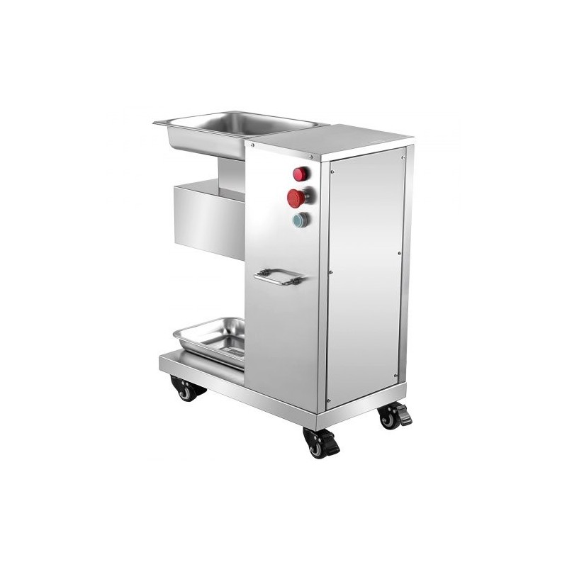 Sähköinen lihaleikkuri ruostumattomasta teräksestä 750 wattia 500 kilogrammaa tunnissa teräväli 3 millimetriä