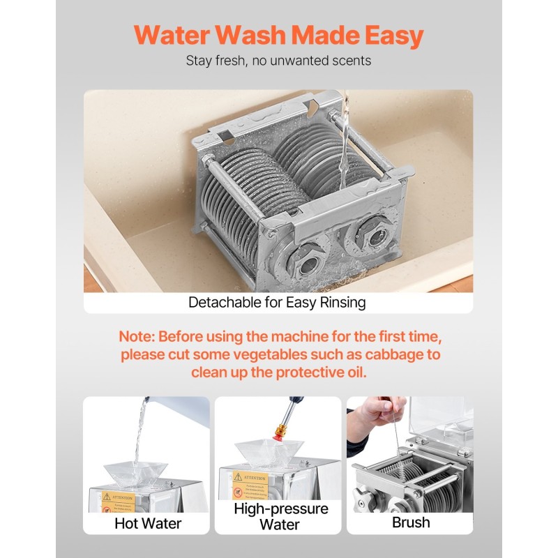 Lihaleikkuri 850W ruostumaton teräs 5 mm irrotettavat terät kotiin ravintolaan