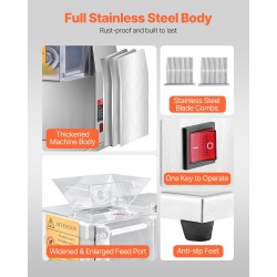 Lihaleikkuri 850W ruostumaton teräs 5 mm irrotettavat terät kotiin ravintolaan