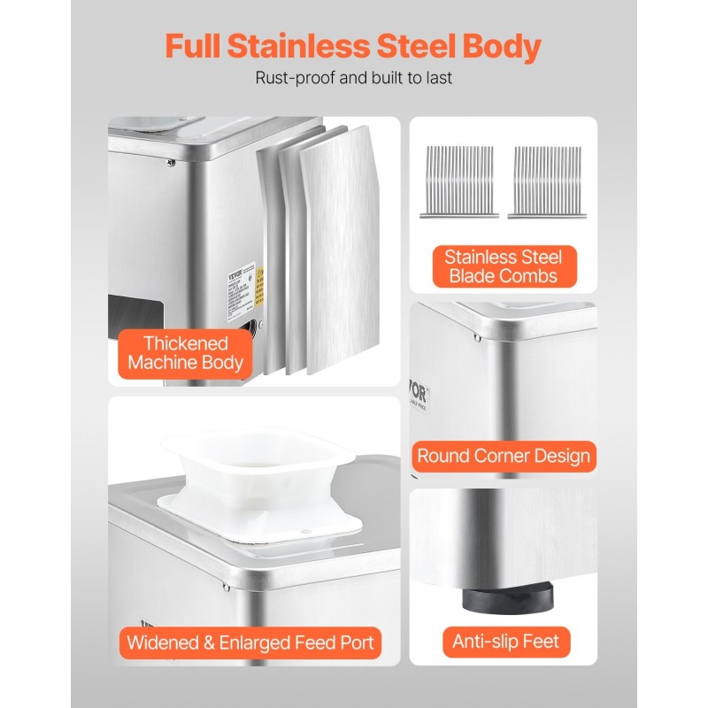 Sähköinen lihaleikkuri ruostumattomasta teräksestä 550 W 3,5 mm 159 kg tunnissa