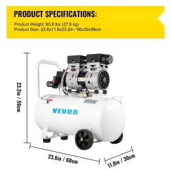 Öljytön ilmakompressori 50 L terässäiliöllä kuparimoottori 750W 8 bar pyörillä