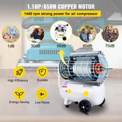 Öljytön ilmakompressori 18 litran terässäiliö 1,1 hv 850 wattia 8 baarin kannettava