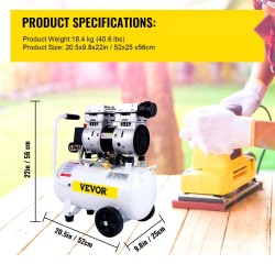 Öljytön ilmakompressori 18 litran terässäiliö 1,1 hv 850 wattia 8 baarin kannettava