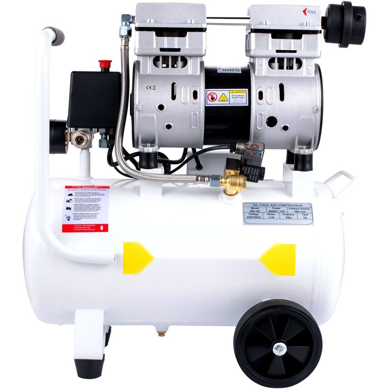 Öljytön ilmakompressori 18 litran terässäiliö 1,1 hv 850 wattia 8 baarin kannettava