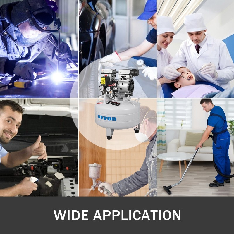 Öljytön pystymallinen ilmakompressori teräsrunko 30 L 850 W 58 dB paineilmatyökaluille