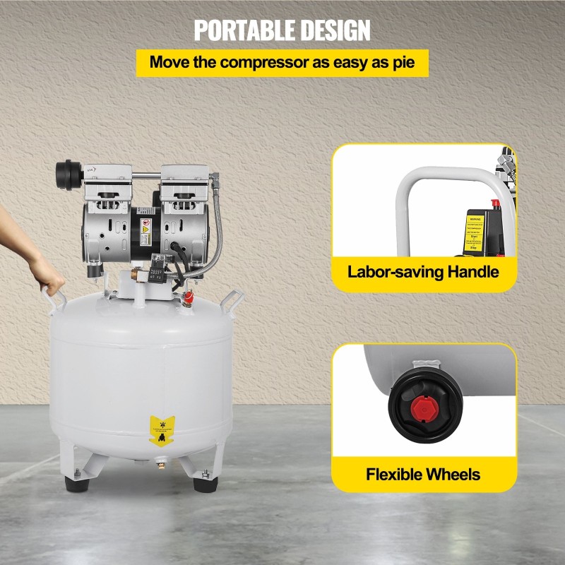 Pystymallinen öljytön paineilmakompressori 40 L kuparimoottori 850 W 58 dB