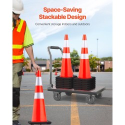 Liikennekartiot PVC-muoviset 92 senttimetriä 6 kpl oranssi heijastinkaulus painotettu pohja