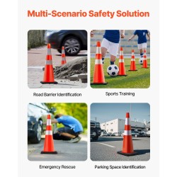 Liikennekartiot PVC-muoviset 92 senttimetriä 6 kpl oranssi heijastinkaulus painotettu pohja