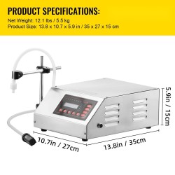 Nestetäyttökone GFK-160 5–3500 ml ruostumaton teräs LCD-näyttö itseimevä pumppu