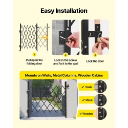 Taitettava teräksinen turvaportti 110×131 cm lukittavilla 360 asteen kääntyvillä pyörillä