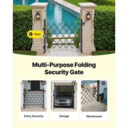 Taitettava teräksinen turvaportti 110×131 cm lukittavilla 360 asteen kääntyvillä pyörillä