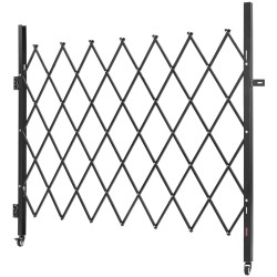 Teräksinen yksiosainen taitettava turvaportti 180 cm leveä 161 cm korkea salpalukolla pyörillä