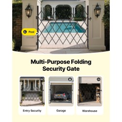 Teräksinen yksiosainen taitettava turvaportti 180 cm leveä 161 cm korkea salpalukolla pyörillä