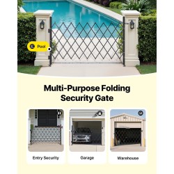 Taittuva teräksinen turvaportti yksiosainen 190 cm leveä 131 cm korkea lukittavilla pyörillä