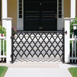 Taittuva teräksinen turvaportti yksiosainen 190 cm leveä 131 cm korkea lukittavilla pyörillä