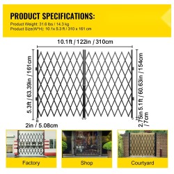 Kaksiosainen taittuva turvaportti 14-luokan kanavateräs leveys 310 senttimetriä korkeus 154 senttimetriä musta
