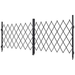 Kaksinkertainen taittuva teräsinen turvaportti 370 x 160,5 cm lukittavat 360° kääntyvät pyörät