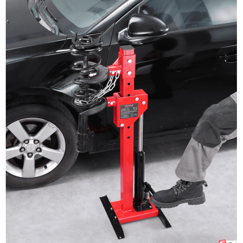 Hydraulinen jousipuristin 1 tonnin puristusvoimalla 4,5 tonnin tunkkikapasiteetilla iskunvaimentimien kierrejousille