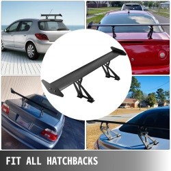 Takasiipi alumiiniseoksinen 111 senttimetriä yksitasoinen musta säädettävillä kannakkeilla hatchbackeihin