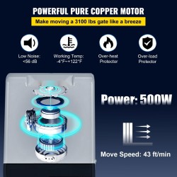Automaattinen liukuportin avaaja 1400 kg kantavuus 500W 220V 2 kaukosäädintä 13 m/min