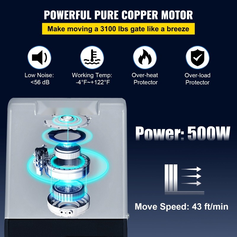 Automaattinen liukuportin avaaja 1400 kg kantavuus 500W 220V 2 kaukosäädintä 13 m/min