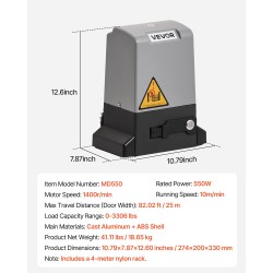 Liukuportin sähköinen avaaja 550W kuparimoottori nylonhammastanko 25 m 1500 kg