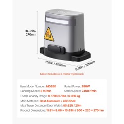 Aurinkokäyttöinen liukuportin avaaja 280 watin enintään 20 metriä 816 kilogrammaa 2 kaukosäädintä