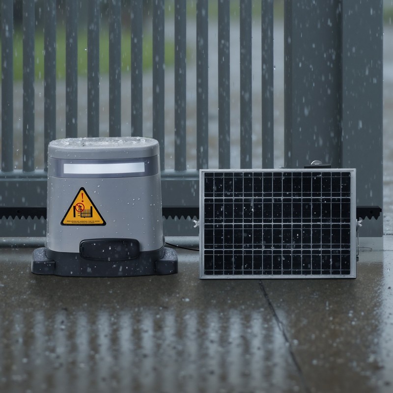 Aurinkokäyttöinen liukuportin avaaja 280 watin enintään 20 metriä 816 kilogrammaa 2 kaukosäädintä