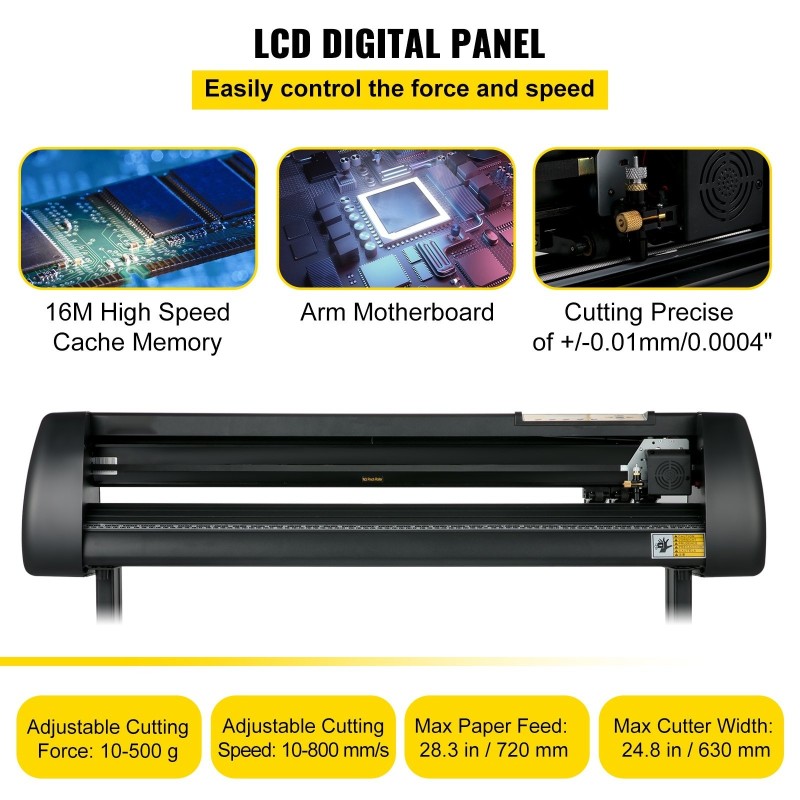 Vinyylileikkuri 28 tuumaa 630 mm leikkuuleveys säädettävä voima ja nopeus lattiateline