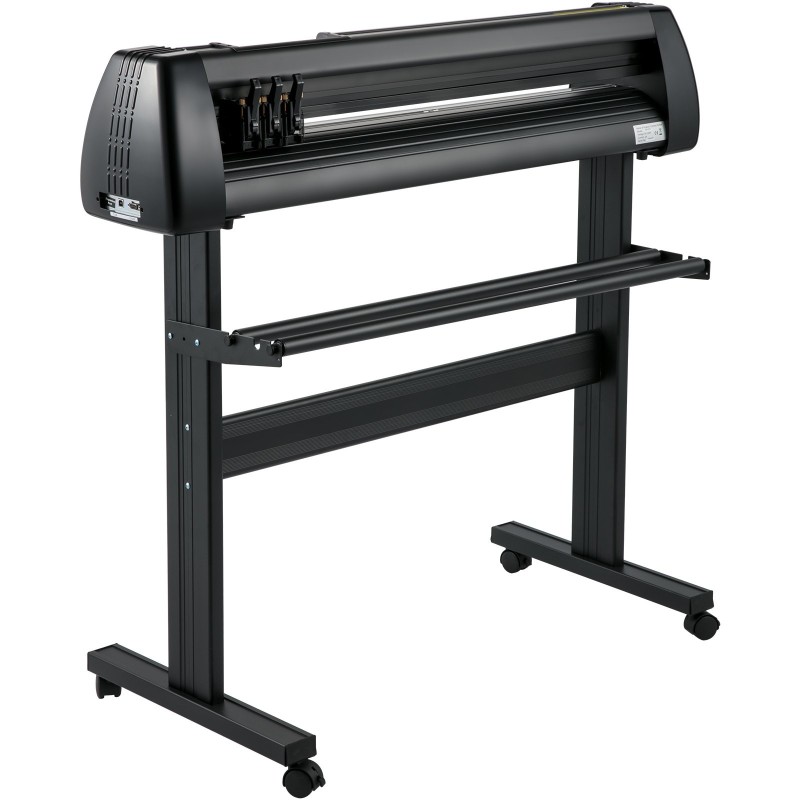 34-tuumainen vinyylileikkuri säädettävällä leikkausvoimalla ja nopeudella lattiatelineellä