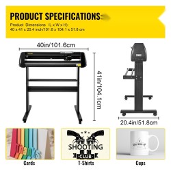 Vinyylileikkuri alumiinirunko 34 tuuman syöttö 780 mm leikkausleveys kolme terää LCD-näyttö jalustalla