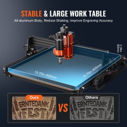 CNC-jyrsinkone alumiinirunko 400x400x60mm työalue 300W GRBL USB puulle akryylille