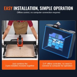 CNC-jyrsinkone alumiinirunko 400x400x60mm työalue 300W GRBL USB puulle akryylille