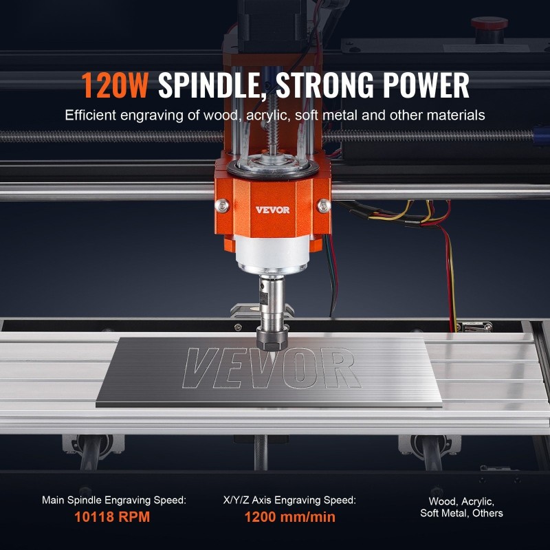 3-akselinen CNC-jyrsin ja kaiverruskone 300x200x72 mm 120 W