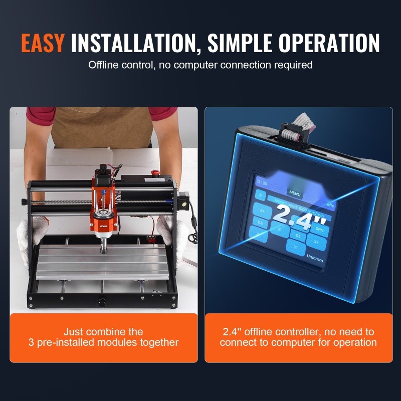 3-akselinen CNC-jyrsin ja kaiverruskone 300x200x72 mm 120 W