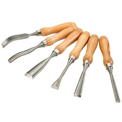 Talttasarja 12 osainen HSS terät 95 mm puun sorvaukseen lakatut puukahvat säilytyslaatikko