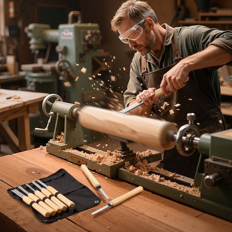 Sorvitalttasetti 8-osainen hiiliterästerillä 2 viistotalttaa 3 kuppitalttaa Oxford-kankainen laukku