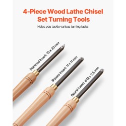 4-osainen puun sorvaussarja kovametallikärjillä puukahvoilla puulaatikolla karkea viimeistely ontto sorvaus