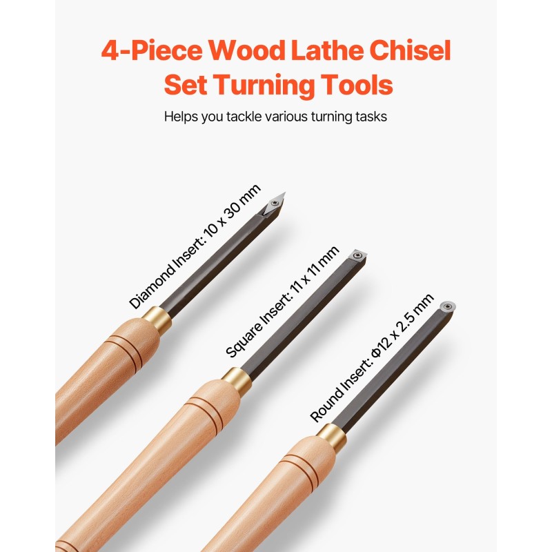 4-osainen puun sorvaussarja kovametallikärjillä puukahvoilla puulaatikolla karkea viimeistely ontto sorvaus