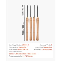 4-osainen puun sorvaussarja kovametallikärjillä puukahvoilla puulaatikolla karkea viimeistely ontto sorvaus