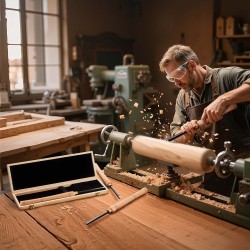 4-osainen puun sorvaussarja kovametallikärjillä puukahvoilla puulaatikolla karkea viimeistely ontto sorvaus