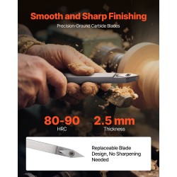 6-osainen puusorvan työkalusarja kovametalliterillä puukahvoilla ja puisella säilytyslaatikolla