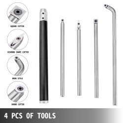 Puunsorvaustyökalusarja 4-osainen kovametalliterillä alumiinikahvalla kahva 295 mm varsi 250 mm